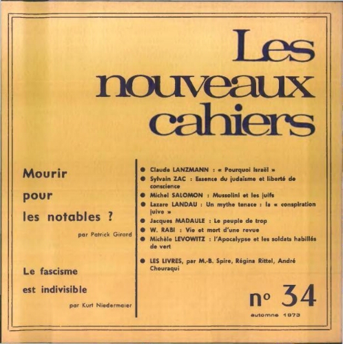 Les Nouveaux Cahiers N°034 (Automne 1973)